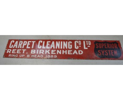 'The Northern Carpet Cleaning Company' of 281 Cleveland Street, Birkenhead very large enamel sign, total length approx 500cm.