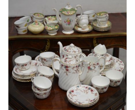 A part Minton 'Ancestral' pattern tea service and a part Paragon 'Pompadour' pattern floral decorated coffee service.