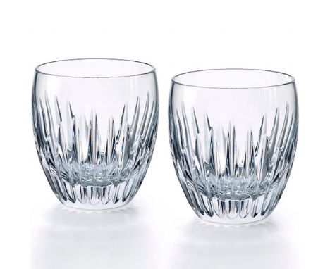 Includes 2 exquisite tumblers number 2 from the Massena collection, featuring deep cuts that radiate elegance and enhance lig