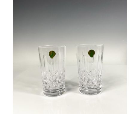 Clear glass set featuring a classical design with a vertical column pattern, exuding timeless elegance. Waterford stickers an