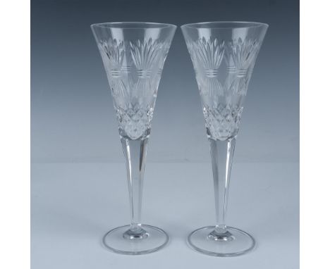This pair of Waterford crystal Prosperity flutes is from the Millennium Collection, A Toast to the Year 2000. Part of a speci
