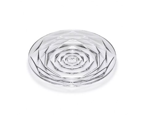 Beautifully crafted clear crystal plate with a dynamic, layered design. 2813982. This item has its original box. Box measures
