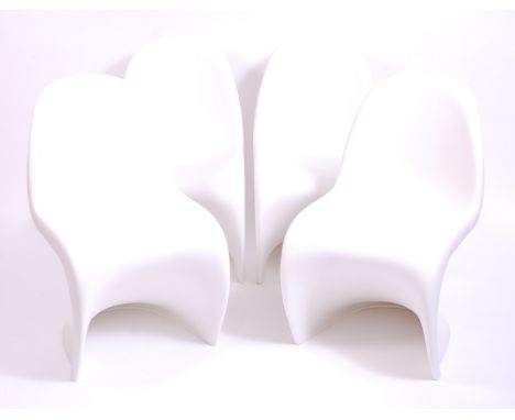 Verner Panton for Vitra - A set of four 'S' stacking chairs, moulded white polypropylene, raised marks verso, w.50cm 