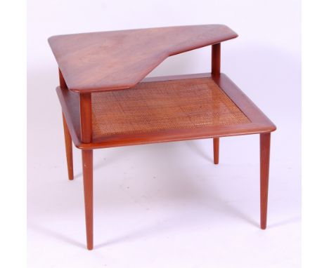 Charles Hansen for France & Sons - a 1960s Danish teak two-tier occasional table, the top tier of cut-out shaped form over wi