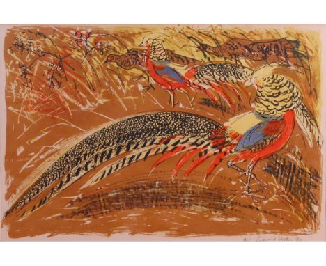 David Kosler - Pheasants, lithograph printed in colours, signed and dated in pencil '64 lower right, 51 x 76cm 
