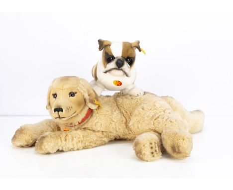 Two Steiff yellow tagged dogs, a Snobby the bull dog and a Hektor the golden retriever --27½in.(70cm). Length