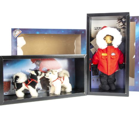 A Steiff limited edition FULDA Husky Set with Musher, 1388 of 3000, two huskies and a musher doll, in two original window box