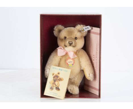 A  Steiff Jackie Replica 1953 Jubilee Teddy, 6634 of10000 for the year 1985 in original box with certificate-- 9½in.(24cm.)hi