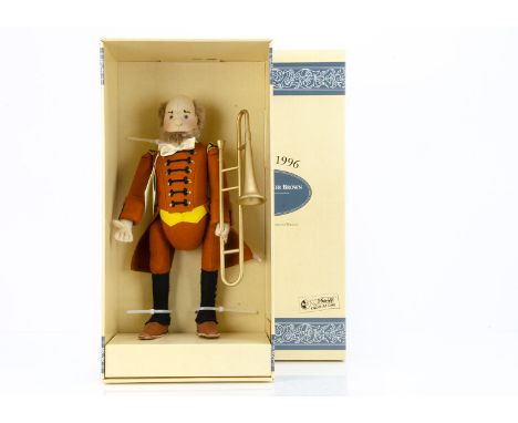 A Steiff limited edition Replica Musician Brown,  with trombone, 277 of 1200, in original box with certificate, 1996