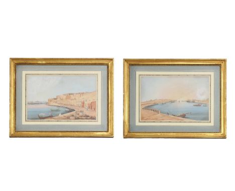 Paolo Andrea Deangelis (Italian, fl.1840-1855)Views of Maltaa pair, the first signed 'P.A. Deangelis' l.l., bodycolour25 x 37