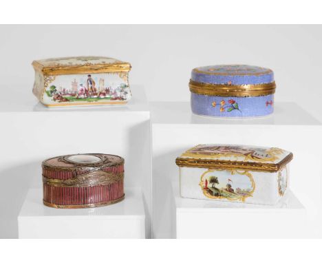 A group of enamel and metal-mounted boxes,18th century, English and Continental, comprising:a French Louis XVI silver-mounted