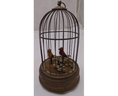 Reuge Music Sainte-Croix Swiss automaton of two singing birds in a cage, 18cm (h)