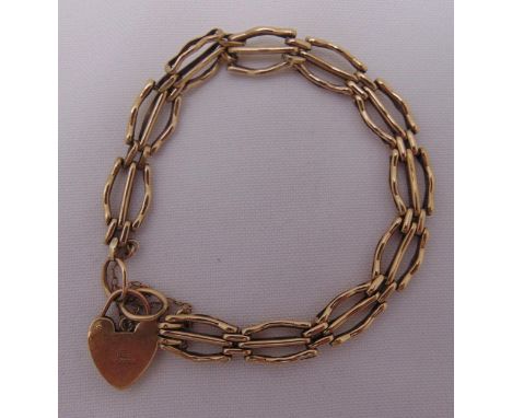 9ct yellow gold gate link bracelet, approx total weight 12.2g