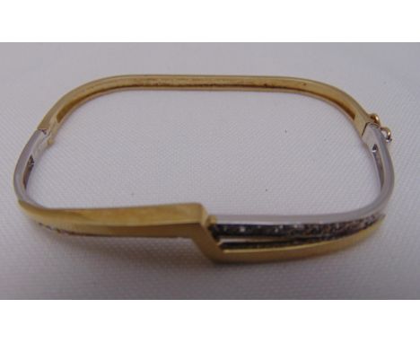 9ct gold and diamond bangle, approx total weight 9.0g