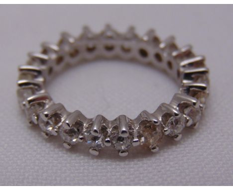 White gold diamond eternity ring, tested 18ct, approx total weight 4.7g