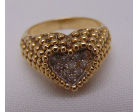 14ct yellow gold and diamond heart shaped ring, approx total weight 6.6g