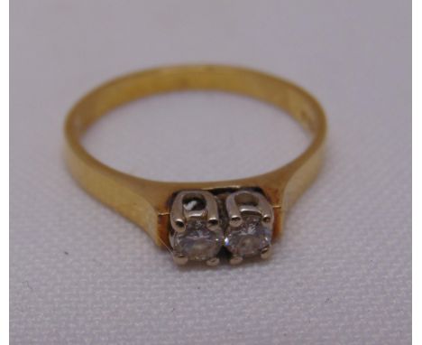 18ct yellow gold and diamond two stone ring, approx total weight 2.4g