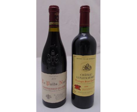 Chateauneuf du Pape Le Poits Neuf vintage 2005 and Chateau la Fleur Musset Montagre Saint Emilion 2005