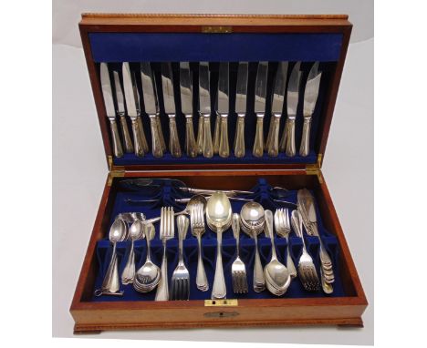 Elkington &amp; Co. canteen of silver plated feathered edged flatware for eight place settings