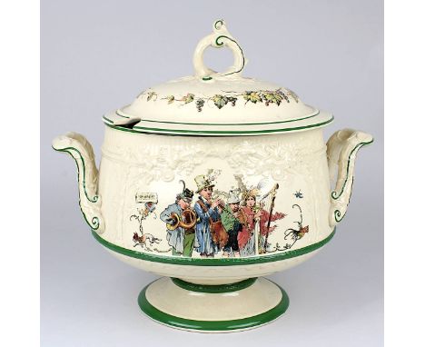 Bowle, Villeroy &amp; Boch, Mettlach um 1905, Feinsteinzeug, heller Scherben, elfenbeinfarbener Fond mit Reliefdekor von Arka