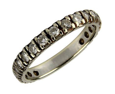 Weißgold-Memory-Ring mit Brillanten, 585 Weißgold gepunzt, mit 20 Diamanten im Brillantschliff, zus. ca. 0,60 ct, weiß, si-vs