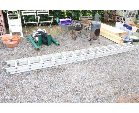 An aluminium extending ladder