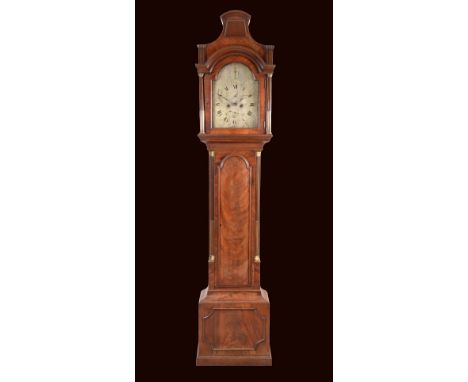 A George III mahogany longcase clock, 31cm arched silvered dial inscribed Robert Smith, London, Roman and Arabic numerals, St