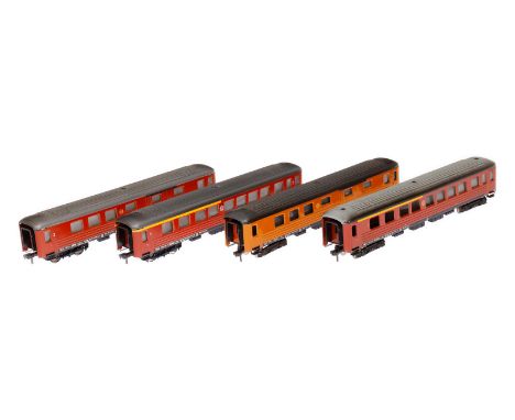 4 Fleischmann schwäbische Wagen, Spur H0, LS und Alterungsspuren, L 23,5, sonst noch Z 2