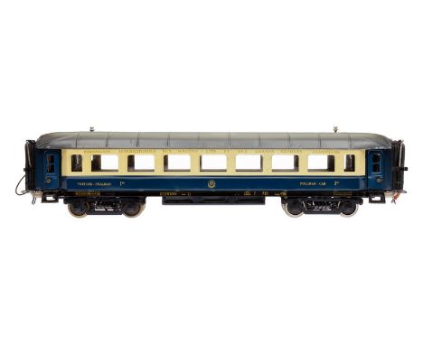 Elettren int. Pullmanwagen P-028, Spur 0, creme/blau, 1. Klasse, mit Inneneinrichtung, Beleuchtung und 4 AT, LS und Alterungs