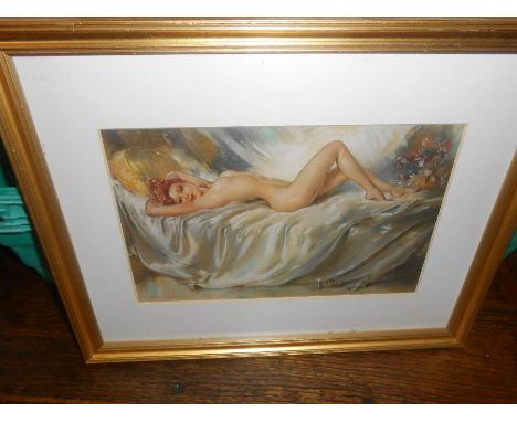 Print of reclining  nude  10 x 7 inches