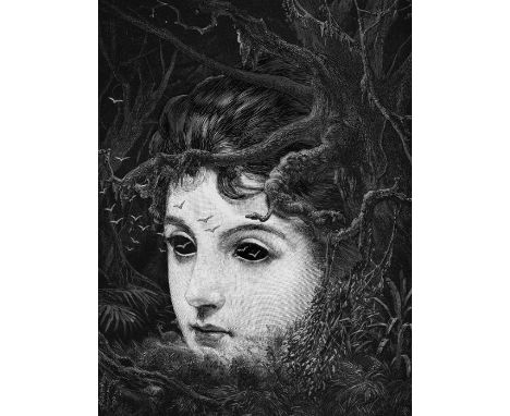 Dan Hillier (British Contemporary). 'Forest 2010', limited print 20/100 with hand embellished drawing . Framed. 78 x 98 cm op