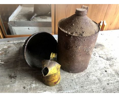 Vintage United Lubricants Oil Jug , Funnel and Can
