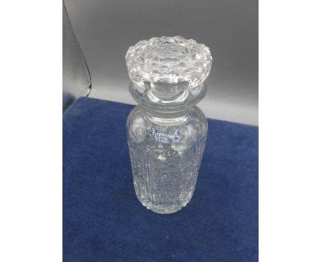 Heavy Cut Glass Lead Crystal Decanter 8 1/2 inches tall ( no damage ) 