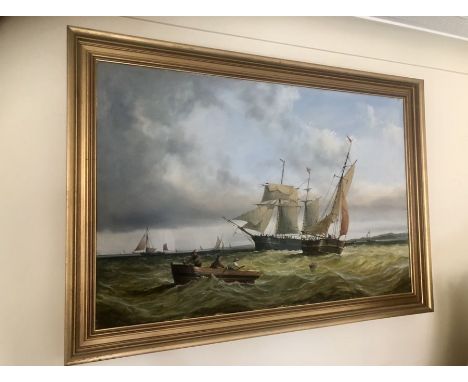 R Moore Oil on canvas Sail  Boats 24 x 36 inches. modern