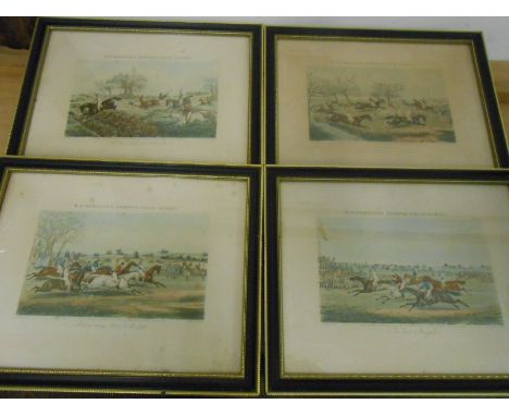 A Set of J Harris Engravings ‘R Ackermanns Steeple Chase Scraps “by H  Alken 7 1/2 X 5 inches