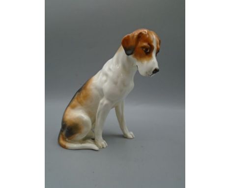 Royal Worcester seated foxhound 7" tall