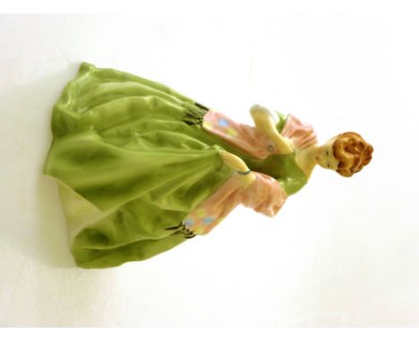 ROYAL WORCESTER F.G. DOUGHTY FIGURE - FIRST DANCE 3629 (GREEN) APPROX H: 7"