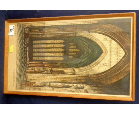 ETCHING OF FIVE SISTERS WINDOW YORK MINSTER SIGNED. APPROX 15.5" X 9"