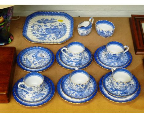 20 PIECE SPODE COPELAND BLUE AND WHITE TEA SET