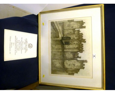'BODIUM CASTLE' BY VALERIE THORNTON ETCHING/ AQUATINT LIMITED EDITION 187/250 SIGNED AND NUMBERED BY THE ARTIST APPROX 13.25"