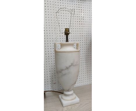 TABLE LAMP, alabaster urn design, 47cm H. 