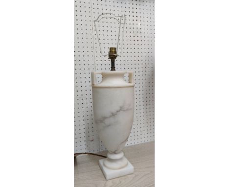 TABLE LAMP, alabaster urn design, 47cm H. 