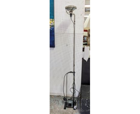 STANDARD LAMP, scratch built, car head lamp top, probably 1970s, 165cm H. 