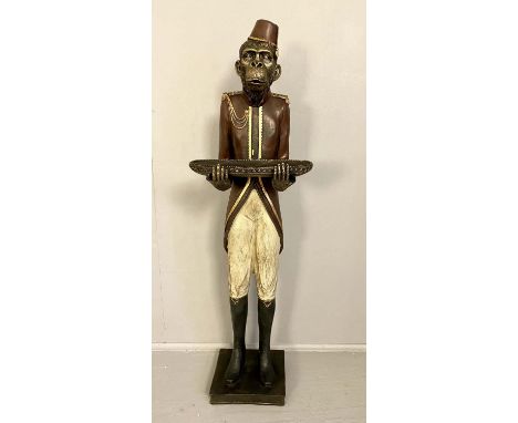 MONKEY BUTLER, 100cm H x 28cm W x 22cm D, holding trinket tray. 