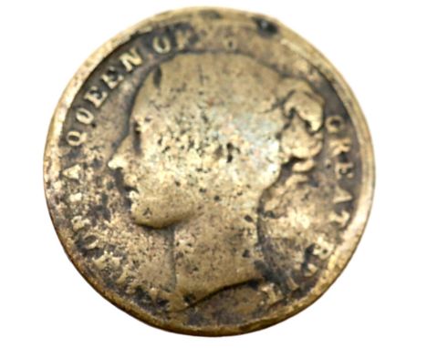 Early Victoria copper coin with playing card suits to verso. P&amp;P Group 1 (£14+VAT for the first lot and £1+VAT for subseq