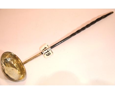 George III hallmarked silver toddy ladle with twisted whale-bone handle, London assay 1807. P&amp;P Group 1 (£14+VAT for the 