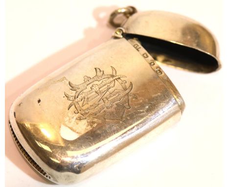 Victorian hallmarked silver vesta case, Birmingham assay 1899, 30g. P&amp;P Group 1 (£14+VAT for the first lot and £1+VAT for