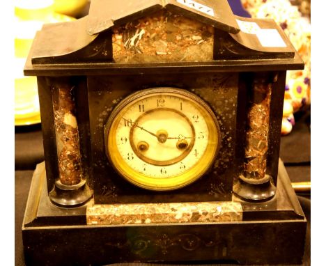Marble and slate chiming mantel clock. Not available for in-house P&amp;P. 