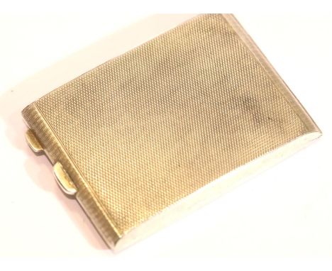 Art Deco hallmarked silver match book cover, engine turned with vacant cartouche, Birmingham assay 1933, 38g. P&amp;P Group 1