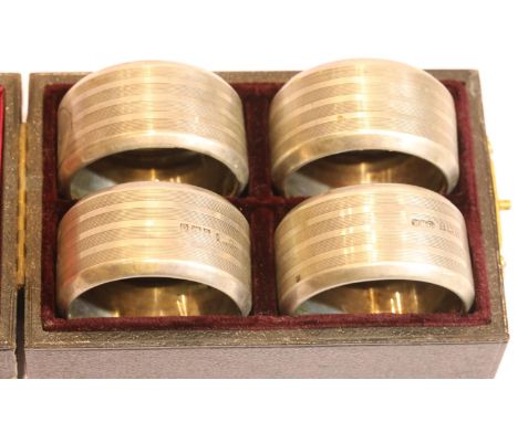 Four boxed hallmarked silver napkin rings, 74g. P&P Group 1 (£14+VAT for the first lot and £1+VAT for subsequent lots)Conditi